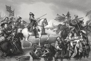 Schlacht am Boyne, graviert von W. French von Benjamin (after) West