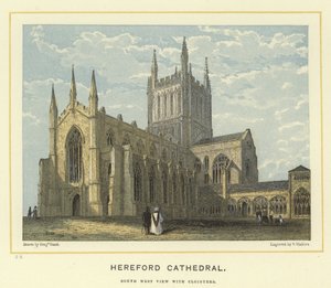 Hereford Kathedrale, Südwestansicht mit Kreuzgängen