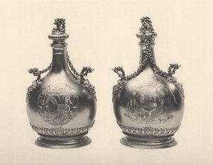 Paar William III Pilgerflaschen, ca. 1690 von Benjamin Bradford