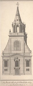Die Pfarrkirche St. Edmund the King in der Lombard Street, ca. 1750 von Benjamin Cole