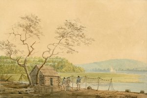 Blick vom Packet Wharf in Frenchtown auf Elk Creek, 1806 von Benjamin Henry Latrobe