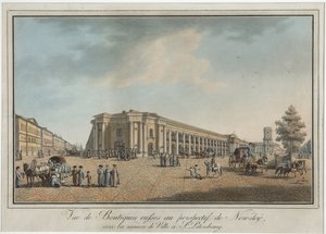 Newski-Prospekt in der Nähe des Großen Gostiny Dvor und der Stadtduma in Sankt Petersburg von Benjamin Patersson