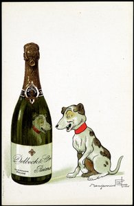 Pappe für Champagner Delbeck et Cie, Reims, Illustration von Benjamin Rabier, frühes 20. Jahrhundert von Benjamin Rabier