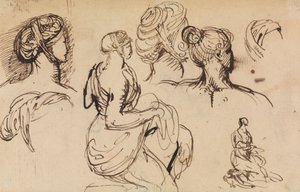 Figurenstudie von Frauen und ihren Frisuren von Benjamin Robert Haydon