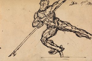 Figurenstudie eines nackten Mannes mit Speer