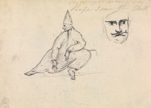 Studie eines sitzenden Mannes mit spitzem Hut