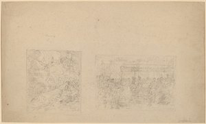 Studie von Moses, der den Felsen schlägt, und einer Prozession (verso)
