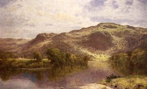 Ein stiller Pool am Fluss Conway, Churchpool, unterhalb von Bettwys-y-Coed