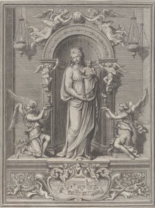 Madonna von Loreto, in einer Nische mit einem Engel auf jeder Seite von Benoît Farjat