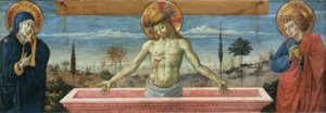 Mann der Schmerzen zwischen Jungfrau und Johannes dem Evangelisten, 1469-1474