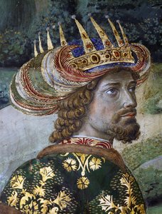 Balthasar, angebliches Porträt von Johannes VIII. Palaiologos, Detail aus Prozession der Heiligen Drei Könige von Benozzo di Lese di Sandro Gozzoli