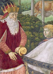Giuseppe, der Patriarch von Konstantinopel, als einer der Heiligen Drei Könige, Detail aus dem Zyklus der Reise der Heiligen Drei Könige in der Kapelle, ca. 1460 (Detail)