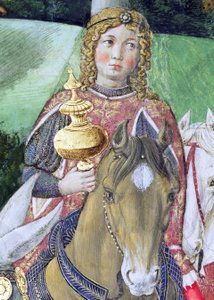 Reiter im königlichen Gefolge, Detail aus dem Zyklus der Reise der Heiligen Drei Könige in der Kapelle, ca. 1460 von Benozzo di Lese di Sandro Gozzoli