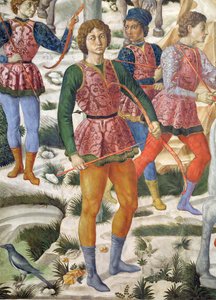 Liverierte Bogenschützen, Detail aus dem Zyklus der Reise der Heiligen Drei Könige in der Kapelle, ca. 1460 (Detail) von Benozzo di Lese di Sandro Gozzoli