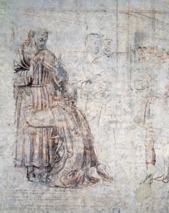 Die Hochzeit von Isaak und Rebekka, Detail der Sinopia (Unterzeichnung) von Benozzo di Lese di Sandro Gozzoli