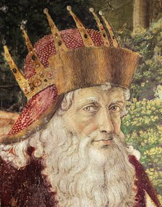 Prozession der Heiligen Drei Könige von Benozzo Gozzoli, Fresko. Detail. Kapelle des Palazzo Medici Riccardi, Florenz. von Benozzo di Lese di Sandro Gozzoli