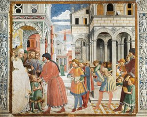 Der heilige Augustinus wird von seinen Eltern zum Grammatiklehrer in Tagaste gebracht von Benozzo di Lese di Sandro Gozzoli