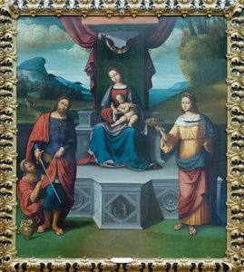Madonna und Kind auf dem Thron mit St. Martin und St. Rosalia
