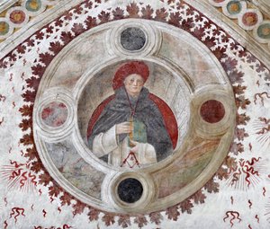 Darstellung eines dominikanischen Kardinals (Ein dominikanischer Kardinal) Fresko von Bernardino Zenale und Bernardino Butinone