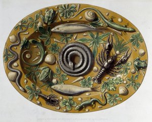 Passin à reptiles - Keramikplatte, in The work of Bernard Palissy von C. Delange und C. Borneman, Paris