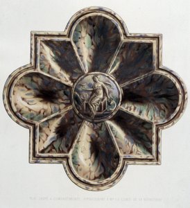 Jaspierte Platte mit Fächern - Keramikplatte, in The work of Bernard Palissy von C. Delange und C. Borneman, Paris