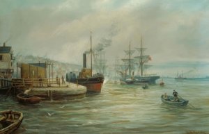 Ein Raddampfer und andere Schiffe von Bernard Benedict Hemy