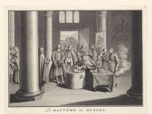 Kindertaufe in Russland, 1732