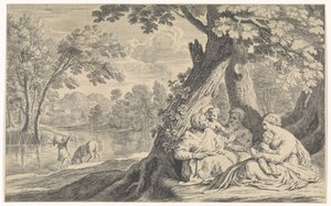 Landschaft mit Heiliger Familie, begleitet von Elisabeth und Johannes dem Täufer