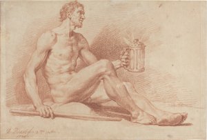 Männlicher Akt mit einer Lampe (Diogenes) von Bernard Picart