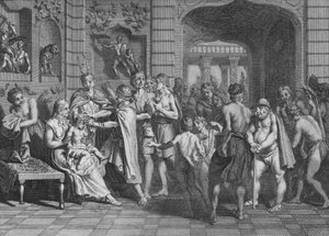 Man schneidet die Haare und gibt den Söhnen der Lynkas einen Namen, 1723 von Bernard Picart
