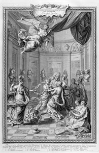 Lob der Akademiker der Royal Academy of Science... 1728 von Bernard Picart