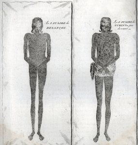 Darstellung des Grabtuchs von Besançon und des Grabtuchs von Turin) Gravur aus "Illustration religiöser Zeremonien und Bräuche aller Völker der Welt" von Bernard Picart (1723-1743) von Bernard Picart