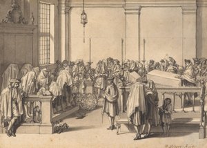 Segnung des Volkes durch die Priester in der portugiesischen Synagoge in Den Haag von Bernard Picart