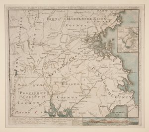 Karte von Boston und Umgebung, ca. 1775