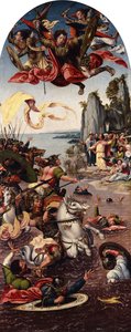 Moses teilt das Rote Meer in Anwesenheit von Erzengel Michael von Bernard van Orley