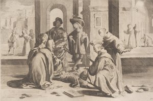 Episode 25: In Rom heilt der heilige Bernardino einen kranken jungen Mann, Episode 26: Heiliger Bern... (1610-39) von Bernardino Capitelli