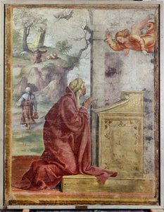 Verkündigung an St. Anna, im Hintergrund St. Joachim und der Engel von Bernardino Luini