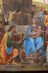 Detail der Anbetung der Heiligen Drei Könige von Bernardino Luini