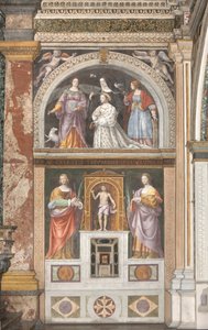 Ippolita Sforza mit der Heiligen Agnes und der Heiligen Katharina und darunter die Heilige Apollonia und die Heilige Lucia, ca. 1522-25 (Fresko) (Detail)