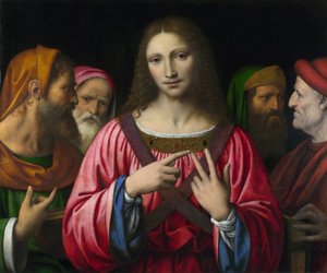 "Christus und die Schriftgelehrten" Gemälde von Bernardino Luini (1481-1532), um 1515-1530, 72,4x85,7 cm, London, National Gallery von Bernardino Luini