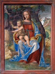 Jungfrau und Kind, Fresko von Bernardino Luini (ca. 1480-ca. 1532), im Waschraum oder Sakristei, Lombardei, Italien von Bernardino Luini