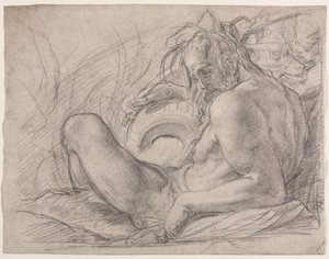 Der Flussgott Tiber (Studie für ein Fresko, Wunder des Schnees oder die Gründung von Santa Maria Maggiore, Rom in der Canigiani-Kapelle von S. Felicita, Florenz) von Bernardino Poccetti