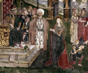 (Detail) Der Streit der Heiligen Katharina von Alexandria mit dem Philosophen vor dem römischen Kaiser Maxentius