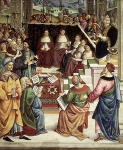 Pius II. berief in Mantua eine Diät ein, um einen Kreuzzug gegen die Türken zu planen, Detail der Geschichten von Pius II.