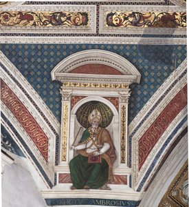 St. Ambrosius, Detail der Kirchenlehrer (Fresko)