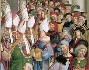 Die Kardinäle ziehen durch die Menge der weltlichen Zuschauer, Detail aus 
