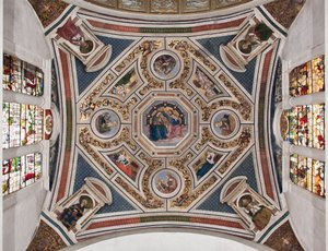 Die Krönung der Jungfrau „Die vier Evangelisten“, „Die Sibyllen“ und „Die Kirchenlehrer“ Gewölbe des Chors von Pinturicchio (Bernardino di Betto) (1454-1513) - 1508-1510 Basilika Santa Maria del Popolo (Kirche Santa Maria del Pop
