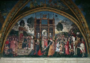 Der Streit der hl. Katharina von Alexandria mit dem Philosophen vor dem römischen Kaiser Maxentius von Bernardino di Betto Pinturicchio