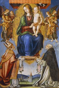 Madonna mit Kind und den Heiligen Severino und Dominikus von Bernardino di Mariotto