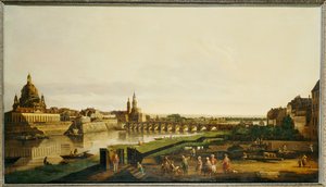 Ansicht von Dresden vom rechten Ufer der Elbe oberhalb der Augustusbrücke von Bernardo Bellotto